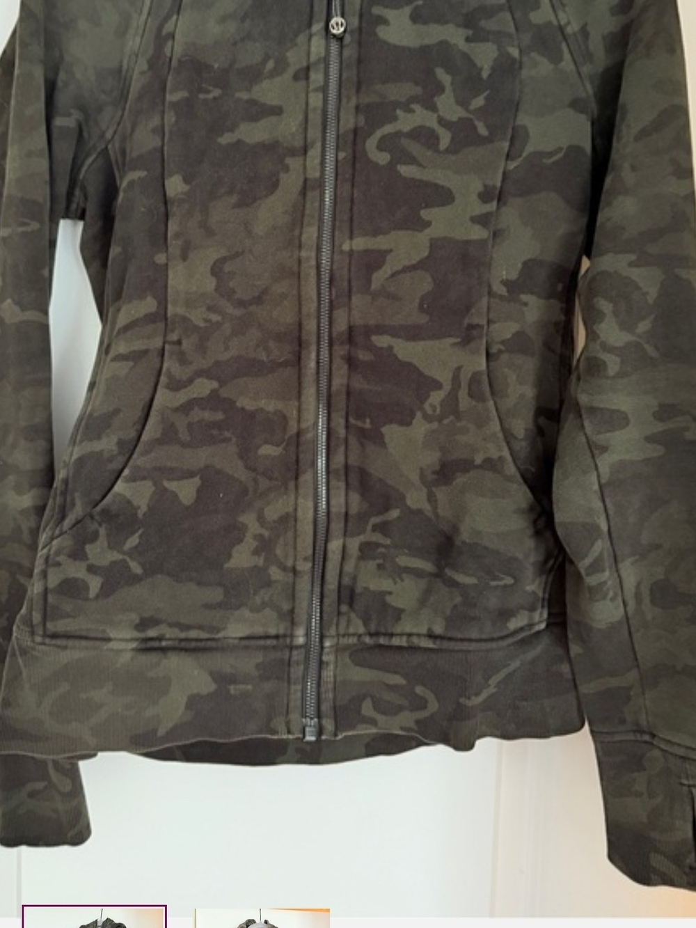 lululemon athletica Olive Camo Zip-Up Hoodie Like New